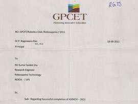 Appreciations Letter for Robosapiens Technologies